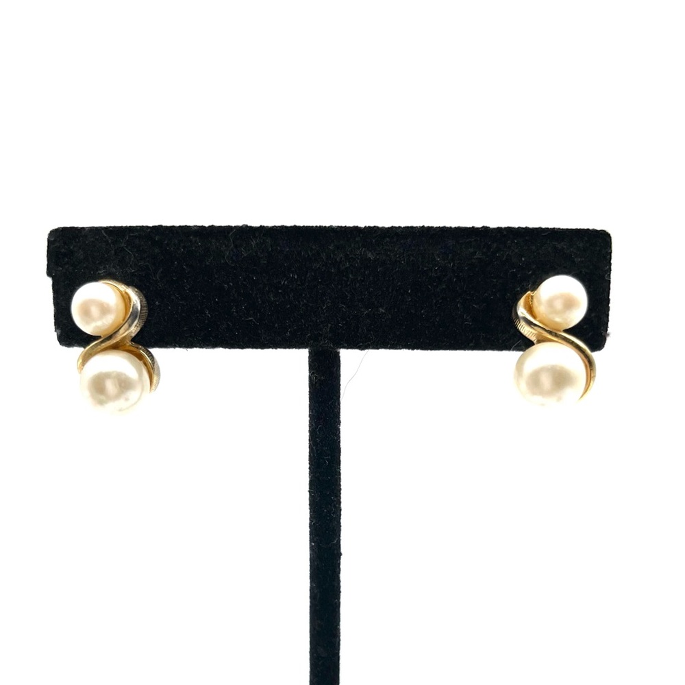 Double Faux Pearls in Gold tone